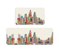 SamLng Cartoon Austin Texas Lot de 2 tapis de sol de cuisine confortables parfaits pour évier de ferme, décoration de la maison et entrée extérieure