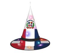 SamLng Chapeau de sorcière de la République dominicaine - Accessoires de costume d'Halloween pour fête, bal masqué et robe de cosplay pour femme - Casquette lumineuse LED
