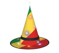 SamLng Chapeau de sorcière de la République du Congo - Accessoires de costume d'Halloween pour fête, bal masqué et robe de cosplay pour femme - Casquette lumineuse LED