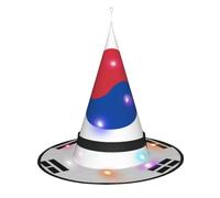SamLng Chapeau de sorcière drapeau de la République de Corée - Accessoires de costume d'Halloween pour fête, bal masqué et robe de cosplay pour femme - Casquette lumineuse LED