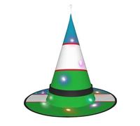 SamLng Chapeau de sorcière Drapeau de la République d'Ouzbékistan - Accessoires de costume d'Halloween pour fête, bal masqué et robe de cosplay pour femme - Casquette lumineuse LED