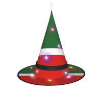 SamLng Chapeau de sorcière Drapeau de la République tchétchène - Accessoires de costume d'Halloween pour fête, bal masqué et robe de cosplay pour femme - Casquette lumineuse LED