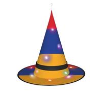 SamLng Chapeau de sorcière Drapeau de l'Arménie - Accessoires de costume d'Halloween pour fête, bal masqué et robe de cosplay pour femme - Casquette lumineuse LED