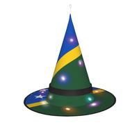 SamLng Chapeau de sorcière drapeau des îles Salomon - Accessoires de costume d'Halloween pour fête, bal masqué et robe de cosplay pour femme - Casquette lumineuse LED