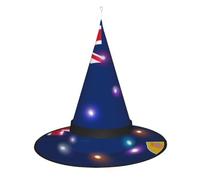 SamLng Chapeau de sorcière Drapeau des îles Turques et Caïques - Accessoires de costume d'Halloween pour fête, bal masqué et robe de cosplay pour femme - Casquette lumineuse LED
