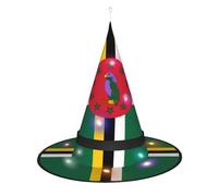 SamLng Chapeau de sorcière Drapeau du Commonwealth de la Dominique - Accessoires de costume d'Halloween pour fête, bal masqué et robe de cosplay pour femme - Casquette lumineuse LED