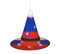 SamLng Chapeau de sorcière drapeau russe - Accessoires de costume d'Halloween pour fête, bal masqué et robe de cosplay pour femme - Casquette lumineuse LED