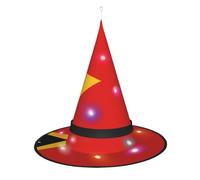 SamLng Chapeau de sorcière République démocratique du Timor-Leste - Accessoires de costume d'Halloween pour fête, bal masqué et robe de cosplay pour femme - Casquette lumineuse LED