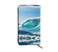 SamLng Clear Sky Wave Print Portefeuille long en cuir pour femme - Portefeuille tendance et léger en cuir imperméable, noir, taille unique, Noir , Taille unique