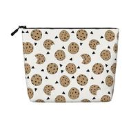 SamLng Cookies Food Chocolate Chip Biscuits Organisateur de Toilettes polyvalent - Sac de maquillage en faux chanvre - Sac à cosmétiques réutilisable avec pochette zippée, noir, taille unique, Noir ,