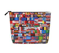 SamLng Divers drapeaux Organisateur de toilette polyvalent : faux chanvre trousse de maquillage - Trousse de toilette de voyage, trousse d'accessoires de maquillage cosmétiques, noir, taille unique