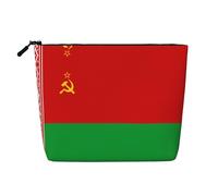 SamLng Drapeau de la Biélorussie Organisateur de Toilette Polyvalent : Faux Chanvre Trousse de Maquillage - Trousse de Toilette Voyage Cosmétique Accessoires de Maquillage Pochette, Noir, Taille