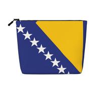 SamLng Drapeau de la Bosnie-Herzégovine Organisateur de toilette polyvalent : faux chanvre trousse de maquillage - Trousse de toilette de voyage, pochette d'accessoires de maquillage cosmétiques, noir