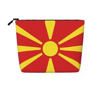 SamLng Drapeau de la Macédoine du Nord Organisateur de Toilette Polyvalent : Faux Chanvre Trousse de Maquillage - Trousse de Toilette Voyage Cosmétique Accessoires de Maquillage Pochette, Noir, Taille