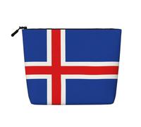 SamLng Drapeau de l'Islande Organisateur de toilette polyvalent : faux chanvre trousse de maquillage - Trousse de toilette de voyage, trousse d'accessoires de maquillage, noir, taille unique