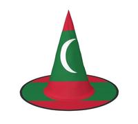 SamLng Drapeau des Maldives Halloween Chapeau de sorcière pour adultes - Chapeau de fête pour bal masqué, carnaval, cosplay - Corne pointue décorative