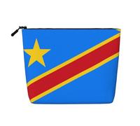 SamLng Drapeau du Congo Organisateur de Toilette Polyvalent : Faux Chanvre Trousse de Maquillage Trousse de Toilette Voyage Trousse de Toilette Cosmétique Accessoires de Maquillage Pochette, Noir