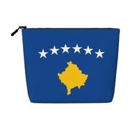 SamLng Drapeau du Kosovo Organisateur de toilette polyvalent : faux chanvre trousse de maquillage - Trousse de toilette de voyage, trousse d'accessoires de maquillage cosmétiques, noir, taille unique