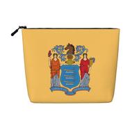 SamLng Drapeau du New Jersey Organiseur de toilette polyvalent : faux chanvre trousse de maquillage - Trousse de toilette de voyage, trousse d'accessoires de maquillage cosmétiques, noir, taille