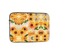SamLng Élégant étui pour ordinateur portable imprimé tournesol - Sac à bandoulière fin et léger pour ordinateur portable de 10 à 17 pouces, voyage d'affaires, Noir , 17 inch