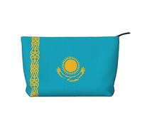 SamLng Flag of Kazakhstan Trousse de maquillage en velours côtelé avec fermeture éclair - Pochette pratique pour le maquillage des femmes - Noir, taille unique
