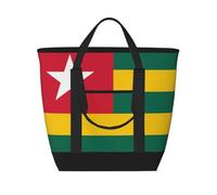 SamLng Flag of Togo Sac fourre-tout isotherme de grande capacité - Réutilisable et réglable pour le travail, le pique-nique, les voyages et les activités de plein air, noir, taille unique