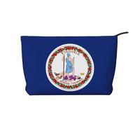 SamLng Flag of Virginia Trousse de maquillage en velours côtelé avec fermeture éclair - Pochette pratique pour le maquillage des femmes - Noir, taille unique