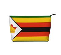 SamLng Flag of Zimbabwe Trousse de maquillage en velours côtelé avec fermeture éclair - Pochette pratique pour le maquillage des femmes - Noir, taille unique