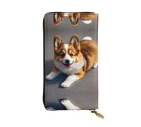 SamLng Funny Corgi Butt Brown Print Portefeuille long en cuir pour femme - Portefeuille tendance et léger en cuir imperméable, noir, taille unique, Noir , Taille unique