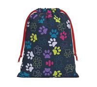 SamLng Grand sac cadeau avec cordon de serrage - Adorable patte de chien parfait pour Noël, les vacances et les fêtes - Sacs à bonbons et sacs à friandises