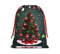 SamLng Grand sac cadeau avec cordon de serrage - Arbre de Noël et boule Parfait pour Noël, les vacances et les fêtes - Sacs à bonbons et sacs à friandises