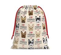 SamLng Grand sac cadeau avec cordon de serrage - Chien français parfait pour Noël, les vacances et les fêtes - Sacs à bonbons et sacs à friandises