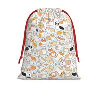 SamLng Grand sac cadeau avec cordon de serrage - Chien parfait pour Noël, les vacances et les fêtes - Sacs à bonbons et sacs à friandises