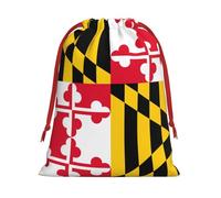SamLng Grand sac cadeau avec cordon de serrage - Drapeau du Maryland parfait pour Noël, les vacances et les fêtes - Sacs à bonbons et sacs à friandises