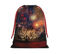 SamLng Grand sac cadeau avec cordon de serrage - Feux d'artifice parfaits pour Noël, les vacances et les fêtes - Sacs à bonbons et sacs à friandises