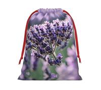 SamLng Grand sac cadeau avec cordon de serrage - Fleur de lavande Parfait pour Noël, les vacances et les fêtes - Sacs à bonbons et sacs à friandises