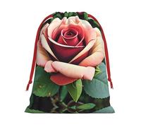 SamLng Grand sac cadeau avec cordon de serrage - Fleurs de roses rustiques parfaites pour Noël, les vacances et les fêtes - Sacs à bonbons et sacs à friandises