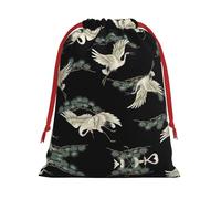 SamLng Grand sac cadeau avec cordon de serrage - Grue japonaise et pin parfait pour Noël, les vacances et les fêtes - Sacs à bonbons et sacs à friandises