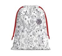 SamLng Grand sac cadeau avec cordon de serrage - Herbes à fleurs et plantes herbacées Parfait pour Noël, les vacances et les fêtes - Sacs à bonbons et sacs à friandises