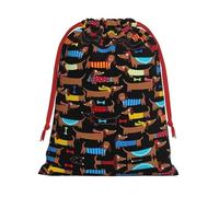 SamLng Grand sac cadeau avec cordon de serrage - I Love My Dog Teckels Parfait pour Noël, les vacances et les fêtes - Sacs à bonbons et sacs à friandises