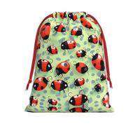 SamLng Grand sac cadeau avec cordon de serrage - Motif coccinelles - Parfait pour Noël, les vacances et les fêtes - Sacs à bonbons et sacs à friandises