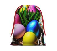 SamLng Grand sac cadeau avec cordon de serrage - Œufs de Pâques colorés parfaits pour Noël, les vacances et les fêtes - Sacs à bonbons et sacs à friandises