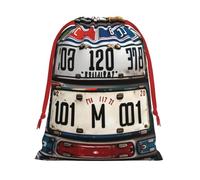 SamLng Grand sac cadeau avec cordon de serrage - Vieille plaque d'immatriculation parfait pour Noël, les vacances et les fêtes - Sacs à bonbons et sacs à friandises