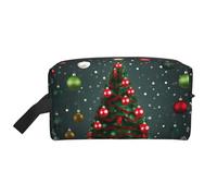 SamLng Grande trousse de maquillage de voyage - Arbre de Noël et boule pleine impression, organisateur de toilette portable, pochette multi-usage pour le maquillage, blanc, One Size