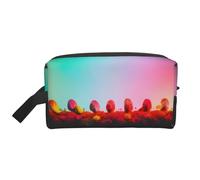 SamLng Grande trousse de maquillage de voyage - Beau design coloré avec impression artistique complète, organiseur de toilette portable, pochette multi-usage pour maquillage, blanc, taille unique