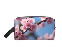 SamLng Grande trousse de maquillage de voyage - Beau design imprimé de fleurs de cerisier, organisateur de toilette portable, pochette multi-usage pour le maquillage, blanc, One Size