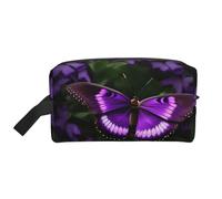 SamLng Grande trousse de maquillage de voyage - Beau motif papillon violet pleine impression, organisateur de toilette portable, pochette multi-usage pour le maquillage, blanc, One Size