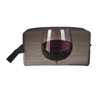 SamLng Grande trousse de maquillage de voyage - Bouteille de vin en verre avec impression complète, organiseur de toilette portable, pochette multi-usage pour maquillage, blanc, taille unique, blanc