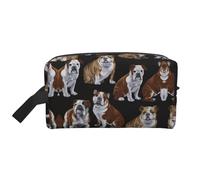 SamLng Grande trousse de maquillage de voyage - Bulldogs anglais pleine impression design, organisateur de toilette portable, pochette multi-usage pour maquillage, blanc, One Size