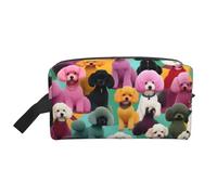 SamLng Grande trousse de maquillage de voyage - Caniches Chiens Full Print Design, organisateur de toilette portable, pochette multi-usage pour le maquillage, blanc, One Size